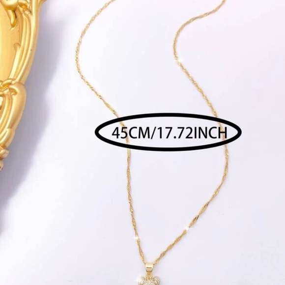 Cubic Zirconia decor bear pendant necklace copper jewelry - Picture 4 of 4